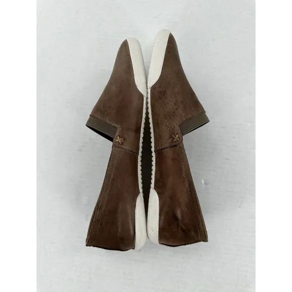 Frye Slip On Sneaker Melanie Sz 8 M Brown Leather Loafer Flats Casual Comfort