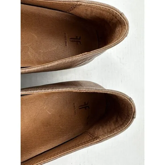 Frye Slip On Sneaker Melanie Sz 8 M Brown Leather Loafer Flats Casual Comfort