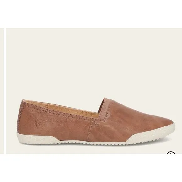 Frye Slip On Sneaker Melanie Sz 8 M Brown Leather Loafer Flats Casual Comfort