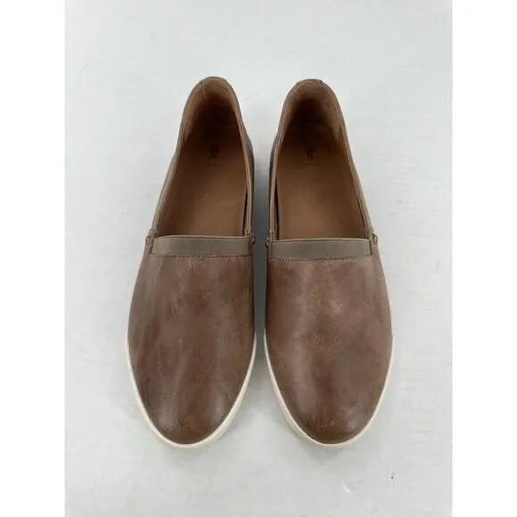 Frye Slip On Sneaker Melanie Sz 8 M Brown Leather Loafer Flats Casual Comfort