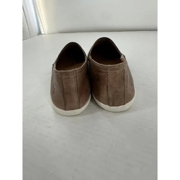 Frye Slip On Sneaker Melanie Sz 8 M Brown Leather Loafer Flats Casual Comfort