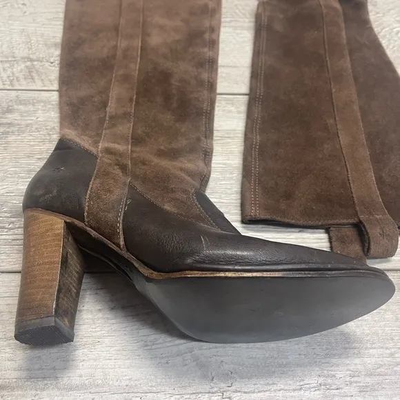 Frye Suede High Heel Riding Boots 8.5 Villager Pull On