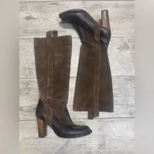 Frye Suede High Heel Riding Boots 8.5 Villager Pull On