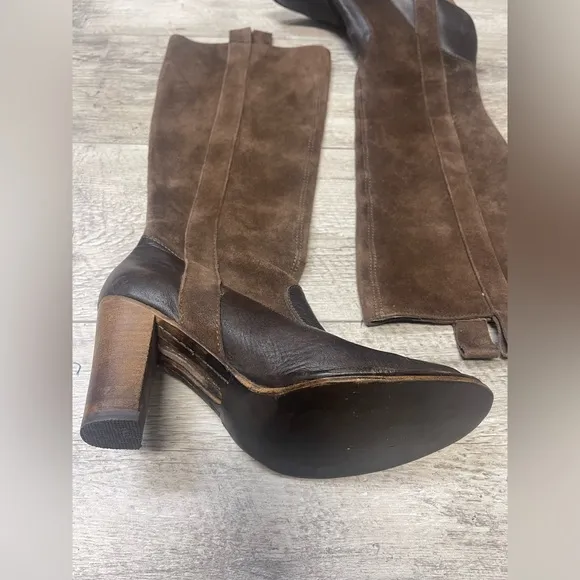 Frye Suede High Heel Riding Boots 8.5 Villager Pull On