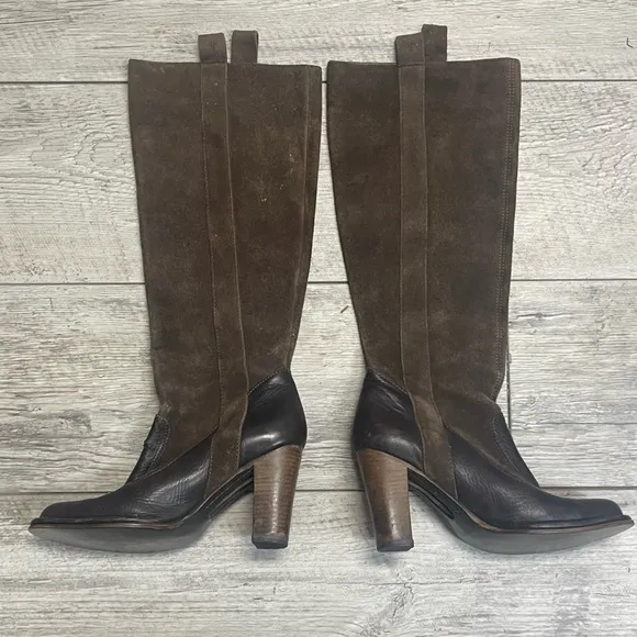 Frye Suede High Heel Riding Boots 8.5 Villager Pull On