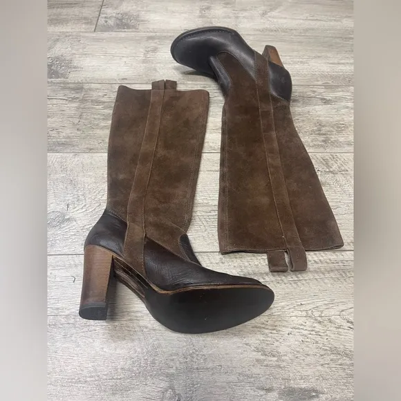 Frye Suede High Heel Riding Boots 8.5 Villager Pull On