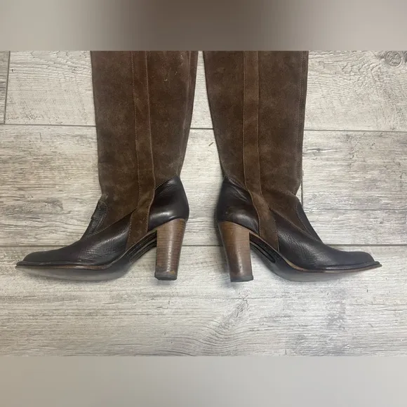 Frye Suede High Heel Riding Boots 8.5 Villager Pull On
