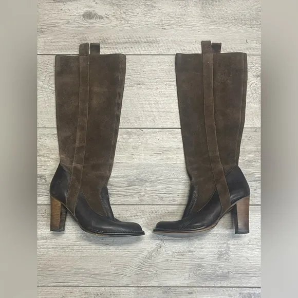 Frye Suede High Heel Riding Boots 8.5 Villager Pull On