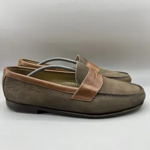 Frye Suede Penny Loafers Men's Size 13 M Brown Leather Slip On Almond Toe Shoes