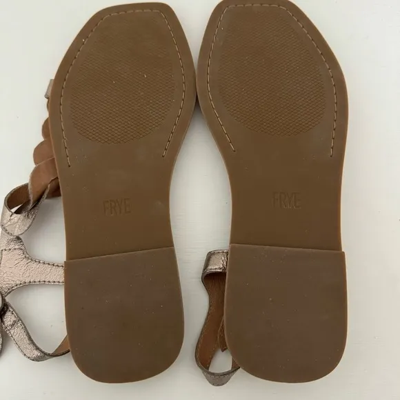 Frye Sydney Braid Sandals Metallic Bronze Leather Size 8.5