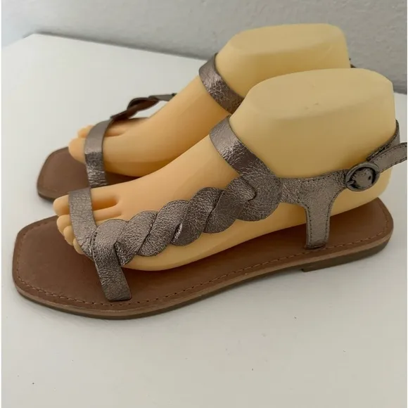 Frye Sydney Braid Sandals Metallic Bronze Leather Size 8.5
