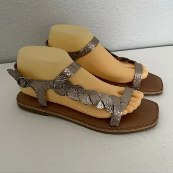 Frye Sydney Braid Sandals Metallic Bronze Leather Size 8.5