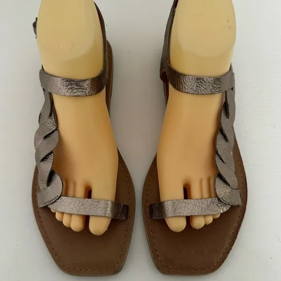 Frye Sydney Braid Sandals Metallic Bronze Leather Size 8.5