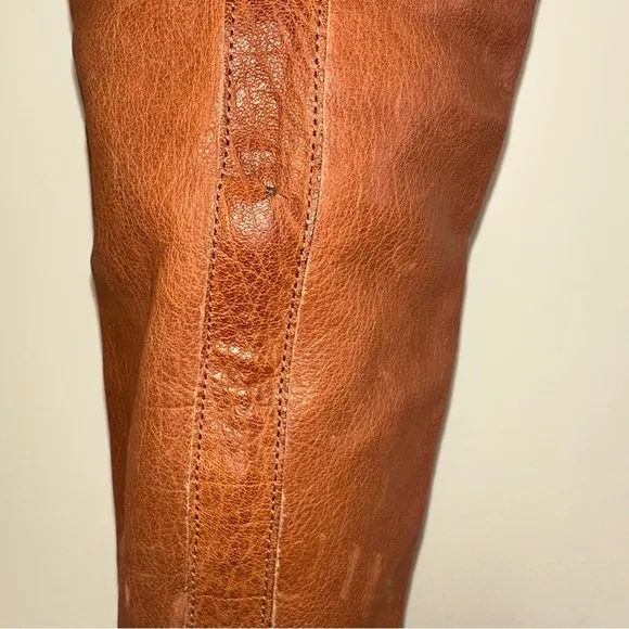 Frye TAYLOR Cognac Tan Leather Heeled Western Over The Knee Pull On Boots Size 6