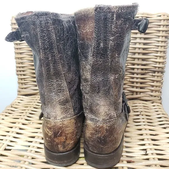 Frye Veronica Distressed Leathrer Boots Brown Size 7