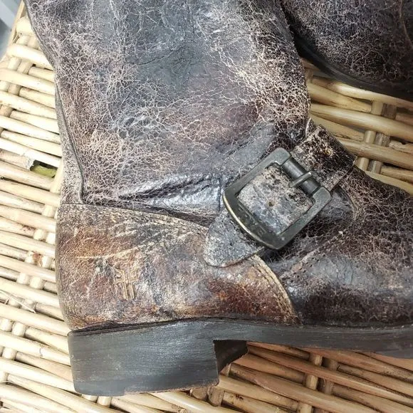 Frye Veronica Distressed Leathrer Boots Brown Size 7