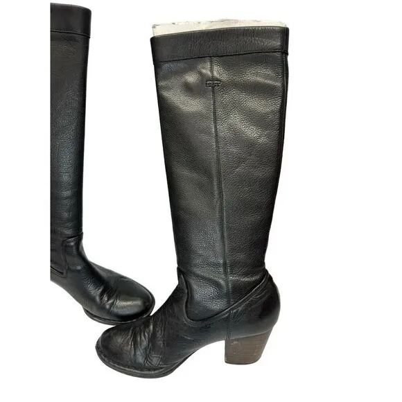 FRYE Womens Black Leather Rory Scrunch Pull On High Heel Boots Size 9B