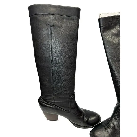 FRYE Womens Black Leather Rory Scrunch Pull On High Heel Boots Size 9B