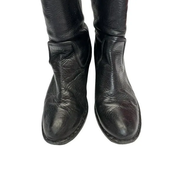 FRYE Womens Black Leather Rory Scrunch Pull On High Heel Boots Size 9B