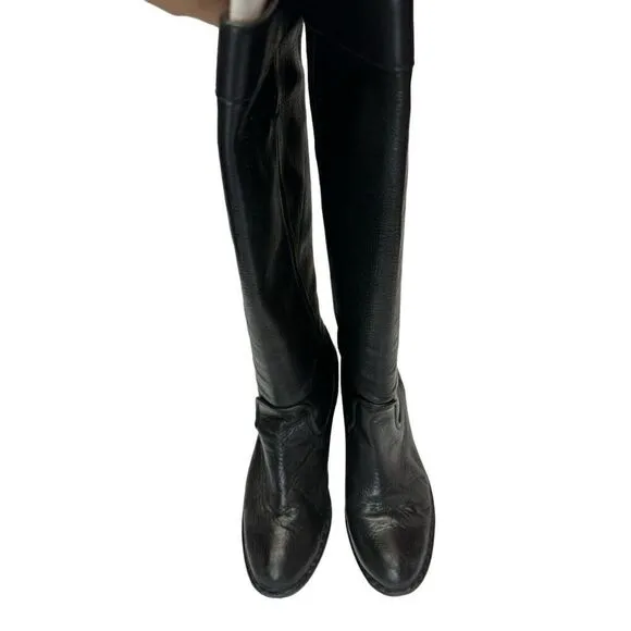 FRYE Womens Black Leather Rory Scrunch Pull On High Heel Boots Size 9B