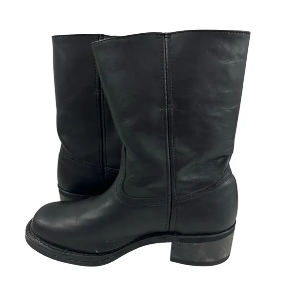 Frye Women’s Campus Black Biker Square Toe Pull On Boots Size 8.5M