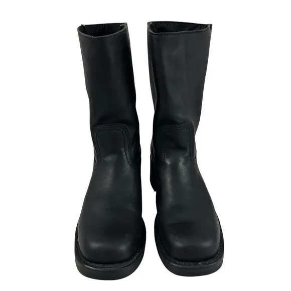 Frye Women’s Campus Black Biker Square Toe Pull On Boots Size 8.5M