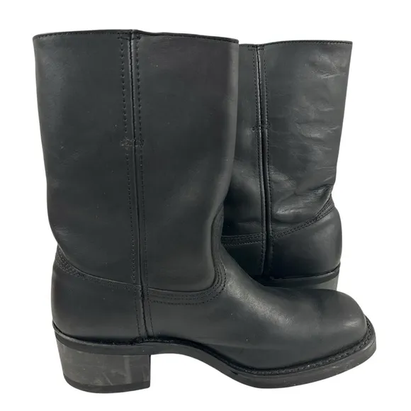 Frye Women’s Campus Black Biker Square Toe Pull On Boots Size 8.5M