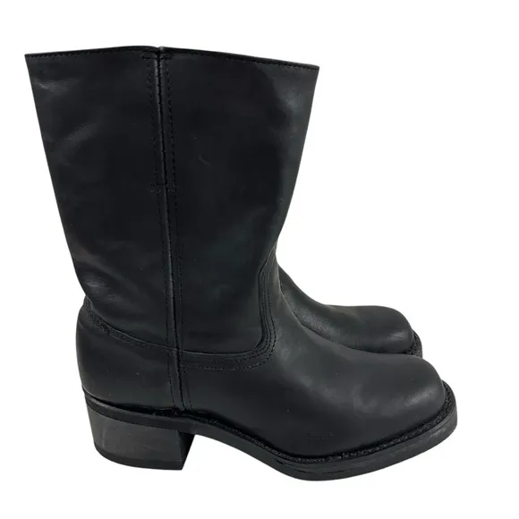 Frye Women’s Campus Black Biker Square Toe Pull On Boots Size 8.5M