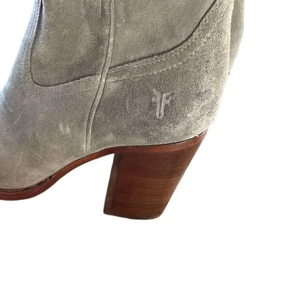 Frye Womens Illana Pull On Pointed Toe Ankle Heeled Boots Suede Gray Size 6B