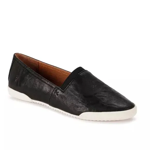 FRYE Women's Melanie Slip On Leather Sneakers Black Size 7.5 NEW