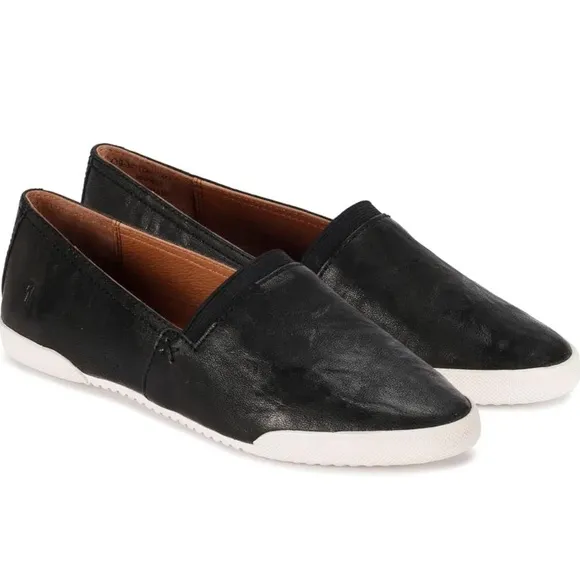 FRYE Women's Melanie Slip On Leather Sneakers Black Size 7.5 NEW