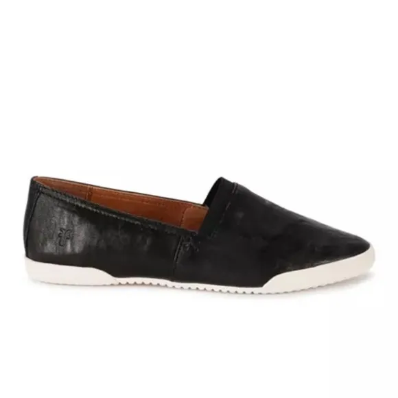 FRYE Women's Melanie Slip On Leather Sneakers Black Size 7.5 NEW