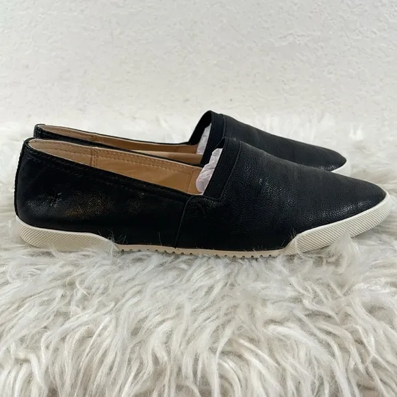 FRYE Women's Melanie Slip On Leather Sneakers Black Size 7.5 NEW