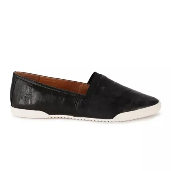 FRYE Women's Melanie Slip On Leather Sneakers Black Size 8 NEW