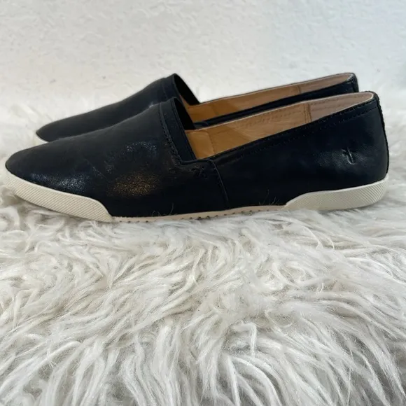 FRYE Women's Melanie Slip On Leather Sneakers Black Size 8 NEW