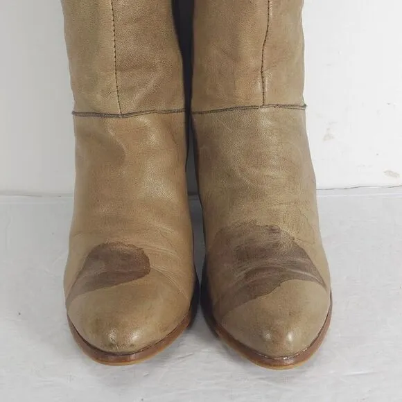 Frye Women's US 7 B Tall Beige Leather Pull On Boots