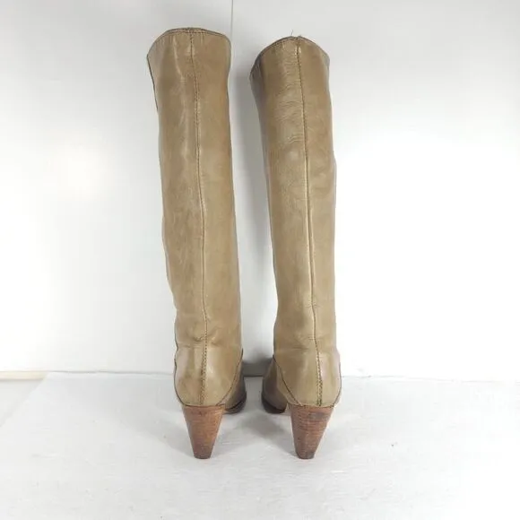 Frye Women's US 7 B Tall Beige Leather Pull On Boots