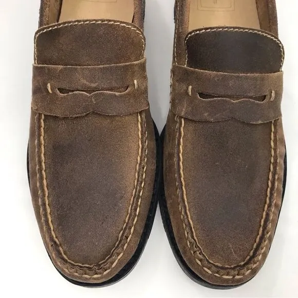 Frye TYLER Brown Leather Classic Penny Loafers in Almond