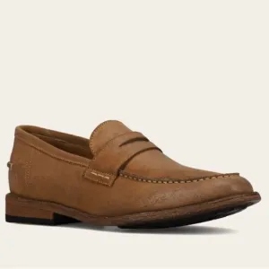 Frye TYLER Brown Leather Classic Penny Loafers in Almond