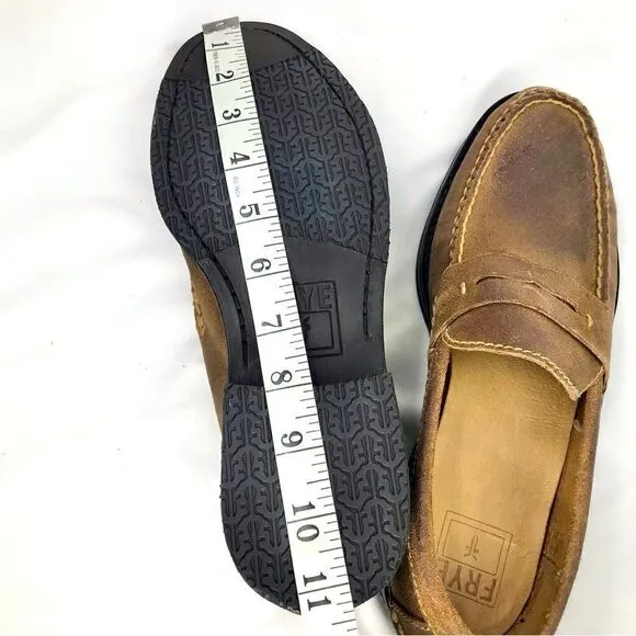 Frye TYLER Brown Leather Classic Penny Loafers in Almond
