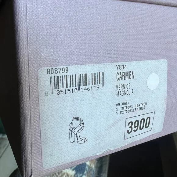 Furla 'Carmen' Nude Patent Leather Heeled Sandals Size 39