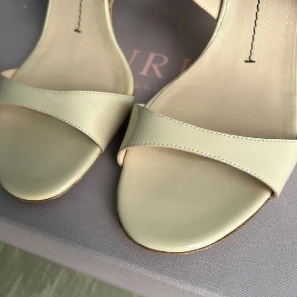 Furla 'Carmen' Nude Patent Leather Heeled Sandals Size 39