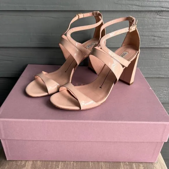 Furla 'Carmen' Nude Patent Leather Heeled Sandals Size 39