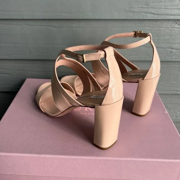 Furla 'Carmen' Nude Patent Leather Heeled Sandals Size 39