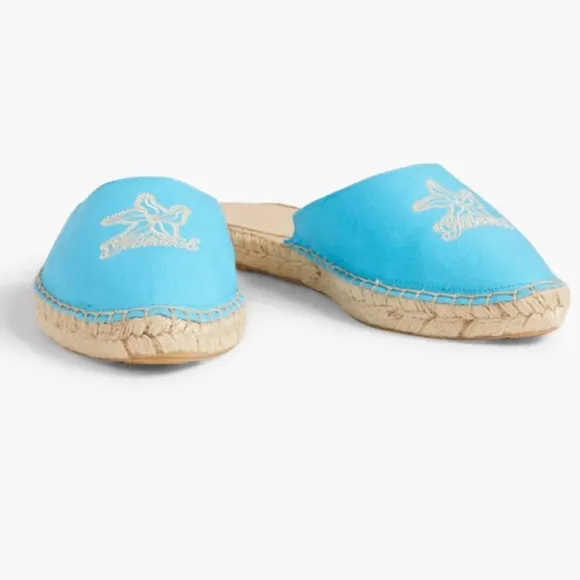 GANNI Embroidered canvas espadrille nautical beach slippers Slip On Sandals
