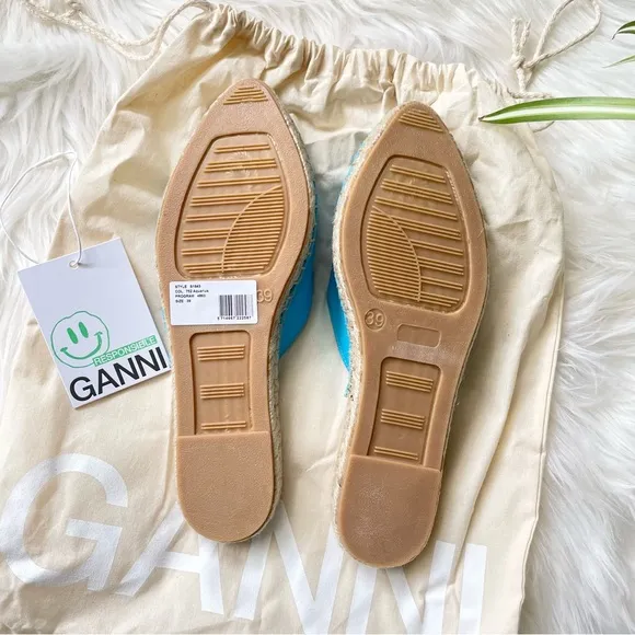 GANNI Embroidered canvas espadrille nautical beach slippers Slip On Sandals