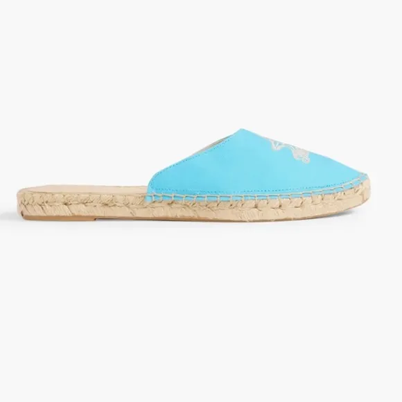 GANNI Embroidered canvas espadrille nautical beach slippers Slip On Sandals
