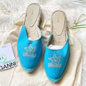 GANNI Embroidered canvas espadrille nautical beach slippers Slip On Sandals