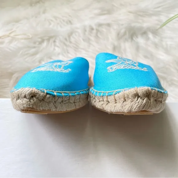 GANNI Embroidered canvas espadrille nautical beach slippers Slip On Sandals