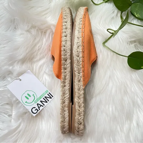 GANNI Embroidered canvas espadrille slippers Slip On Sandals